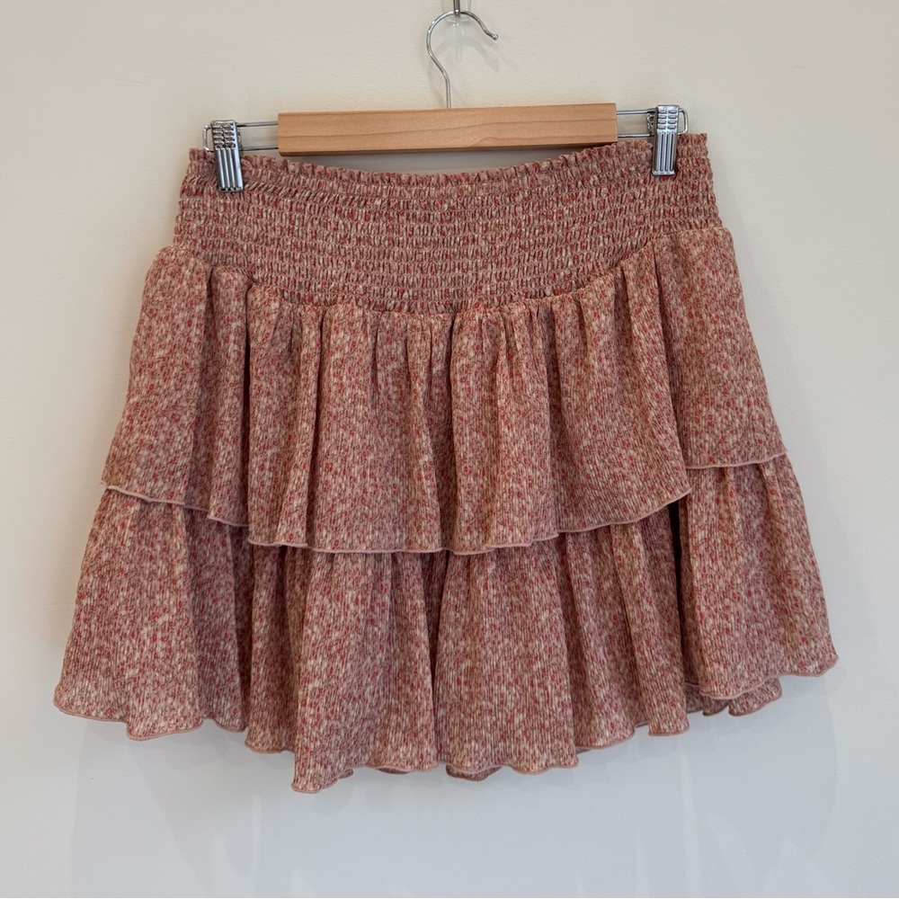 Forever 21 Pink Smocked Tiered Mini Skirt - Size L - Picture 4 of 5